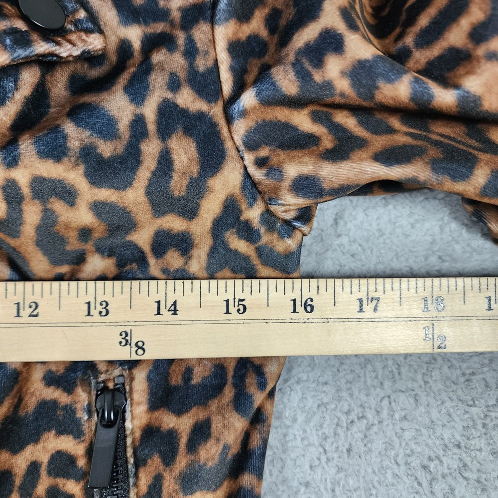 Bebe Leopard Print Moto Jacket Womens S Black Brown Front Zip Mob Wife Rock Y2K - Picture 6 of 14